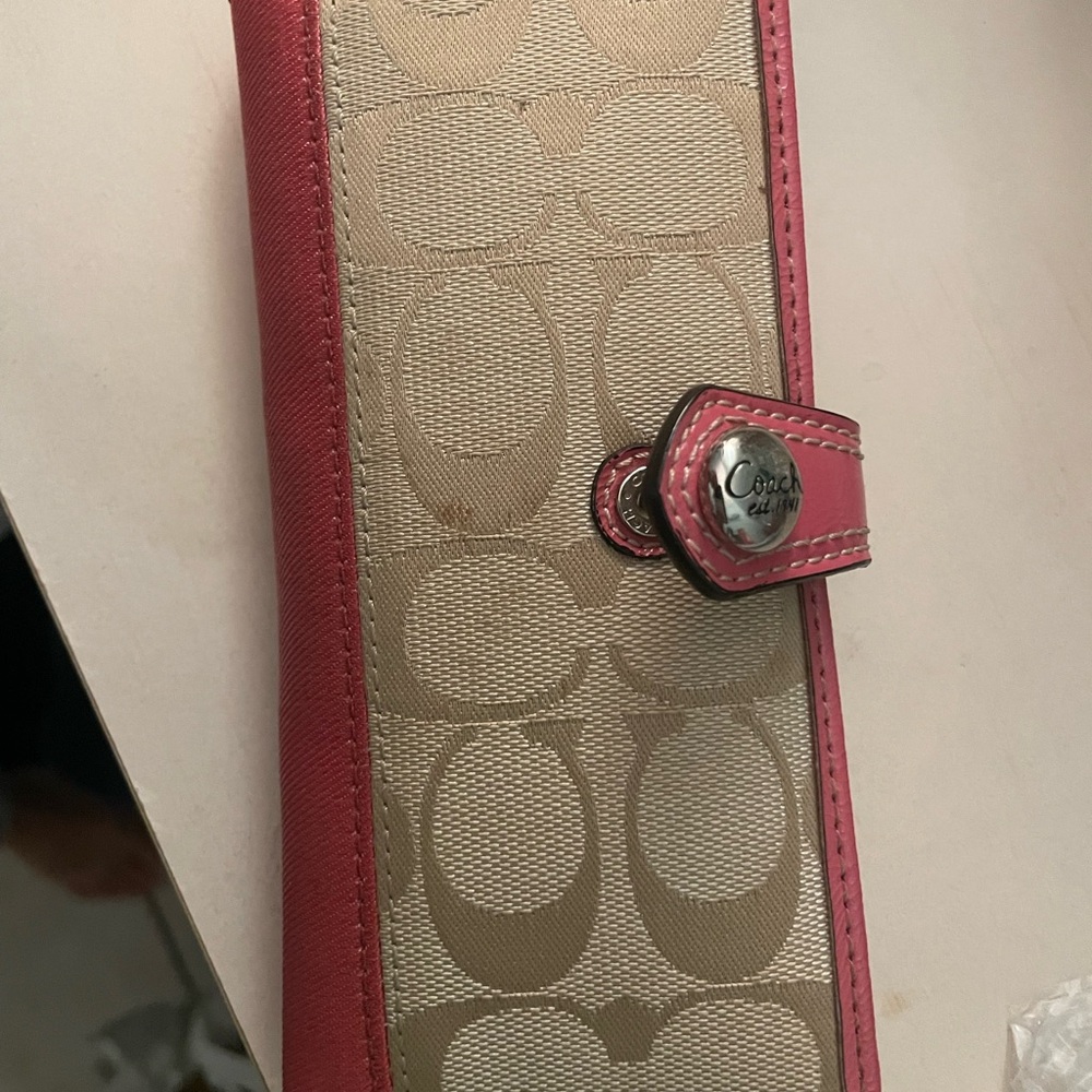 Coach Beige and Pink Signature Clutch